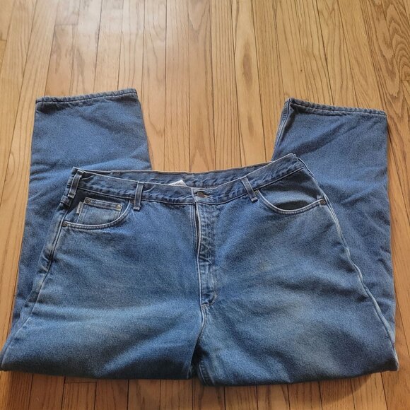Carhartt Flannel-Lined Relaxed Fit Denim Jeans 42 X 30 Blue Cotton Mens Workwear - Picture 2 of 7